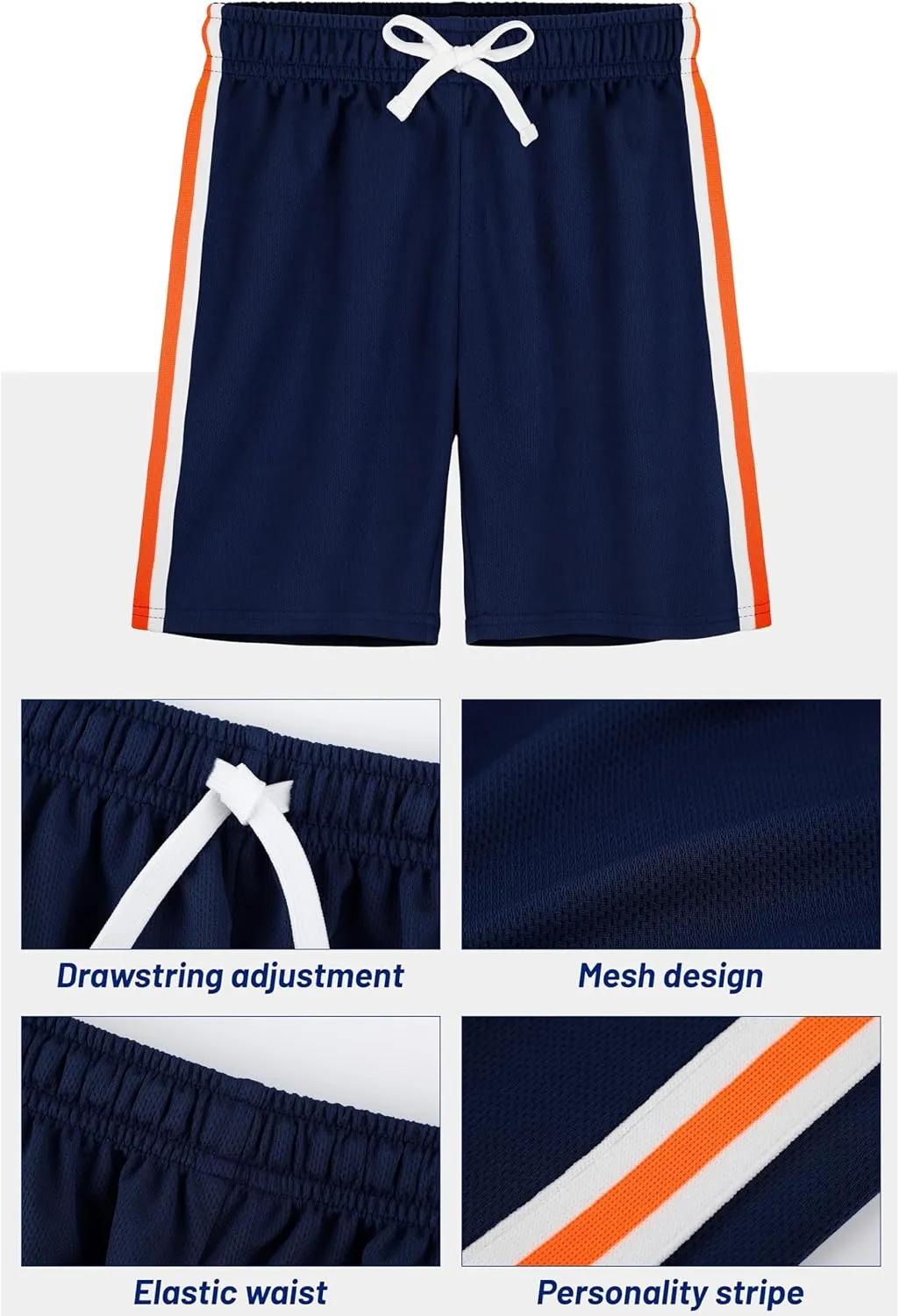 4 Pack Boys Shorts Toddler Boys Athletic Basketball Shorts Clothes Kids Mesh Active Quick Dry Gym Sports with Stripe