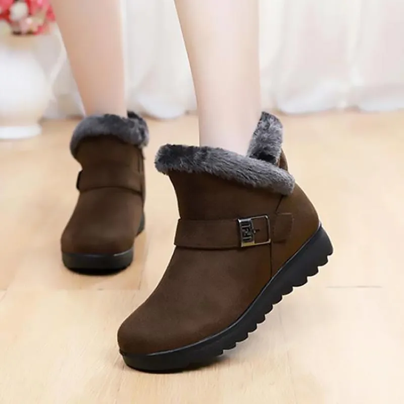 Amozae-Back to College Women boots snow 2024 warm plush suede zipper winter boots women shoes woman ankle boots female no-slip Botas Mujer