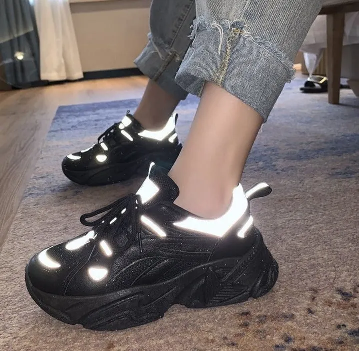 Amozae sport shoes woman sneakers breathable platform running shoes for women pink jogging walking luminous shoes comfortable sneakers A17