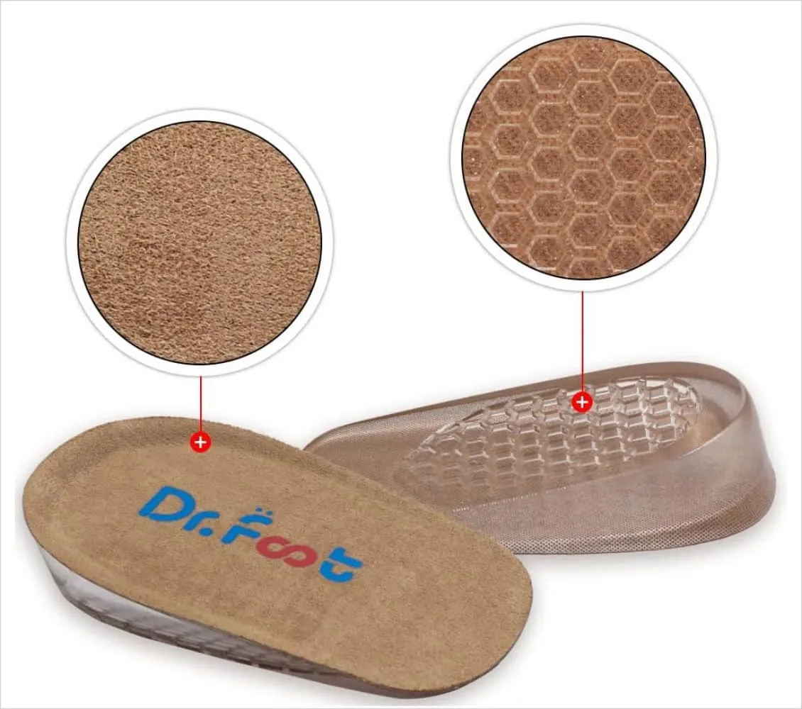 Dr. Foot's Height Increase Insoles, Heel Cushion Inserts, Heel Lift Inserts for Leg Length Discrepancies (Small (1" Height))