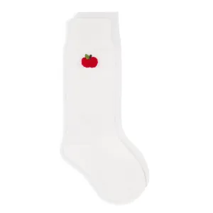 Embroidered Knee High Socks -- Apple