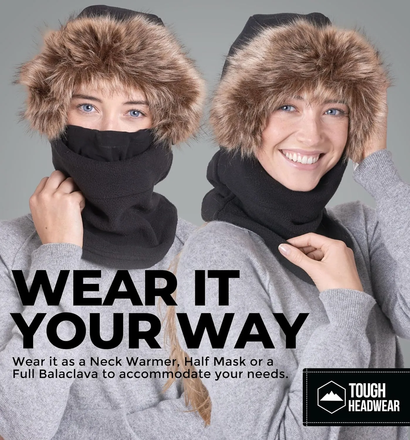 Fleece Balaclava Ski Mask - Winter Face Mask for Men & Women - Face Cover for Extreme Cold Weather Gear Skiing Snowboarding