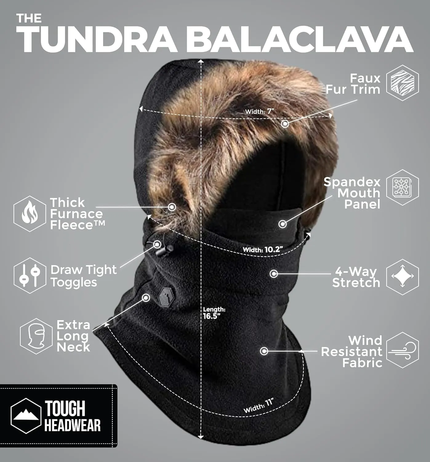 Fleece Balaclava Ski Mask - Winter Face Mask for Men & Women - Face Cover for Extreme Cold Weather Gear Skiing Snowboarding