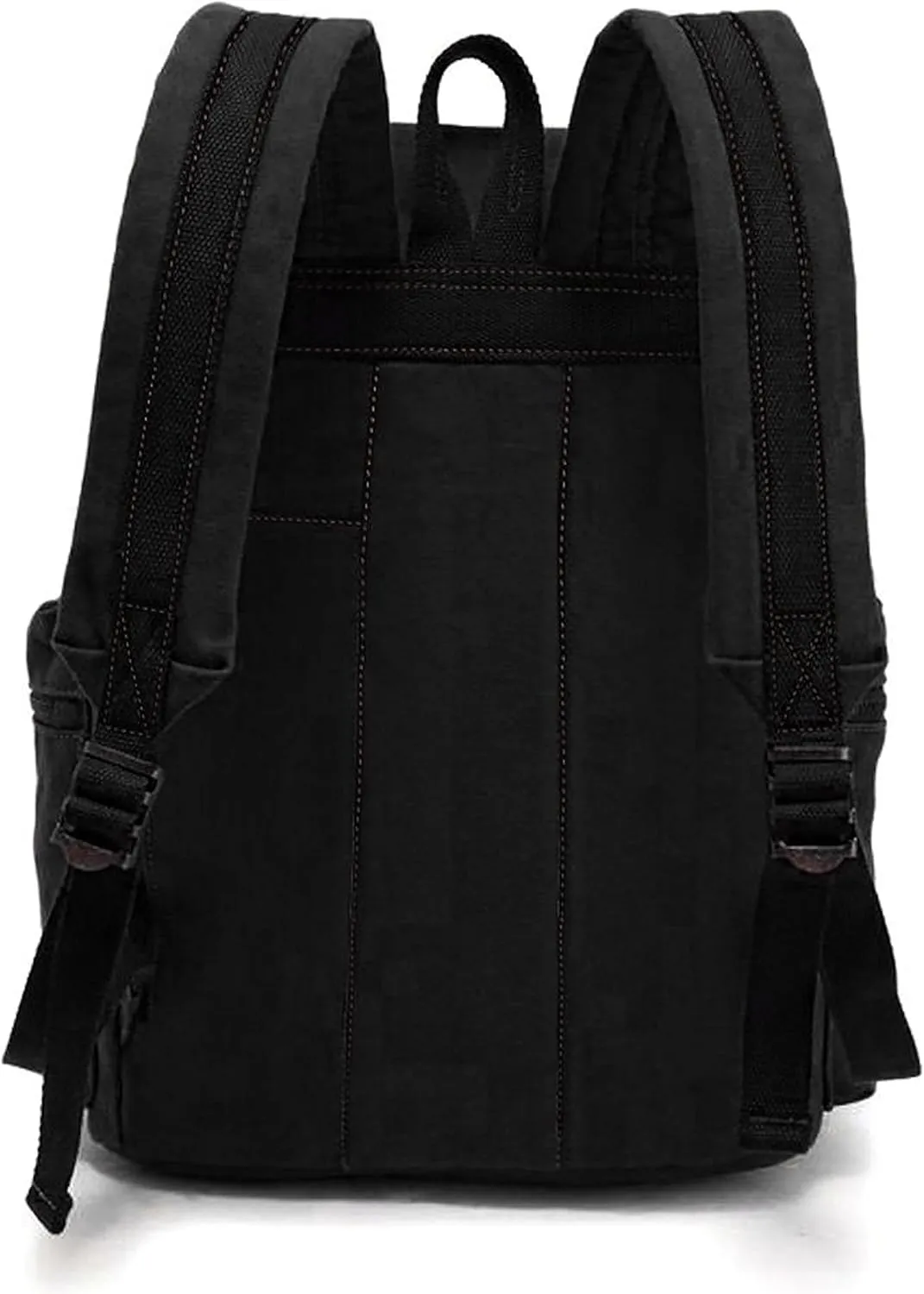 HuaChen Vintage Travel Canvas Backpack with Leather Accents ?C Durable Rucksack for Hiking, Camping, and Everyday Use for Men and Women - M32 Black L