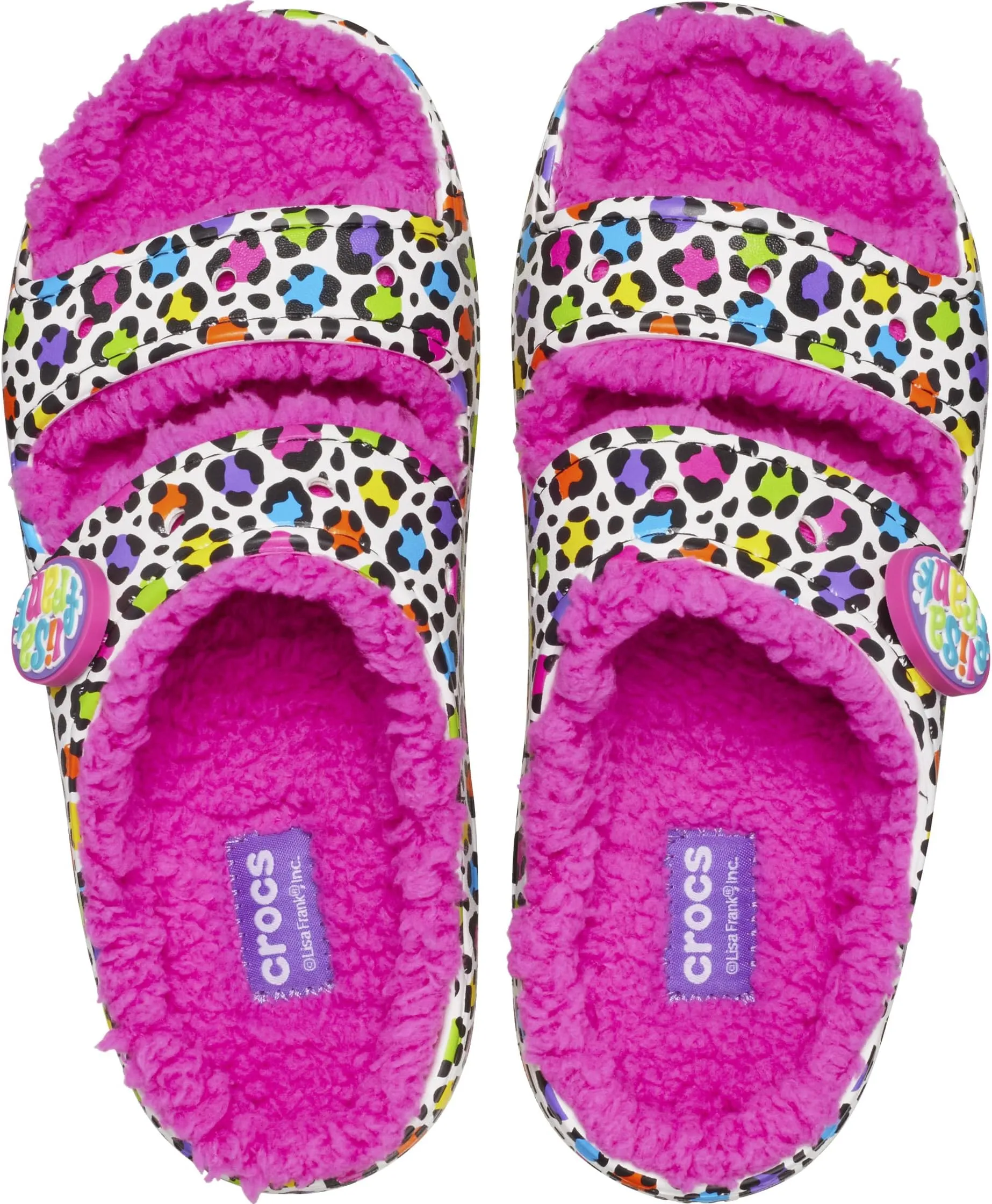 Lisa Frank Cozzzy Sandal Crocs Flat Sandals, White/Multi