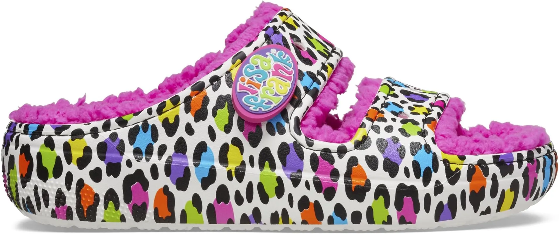 Lisa Frank Cozzzy Sandal Crocs Flat Sandals, White/Multi