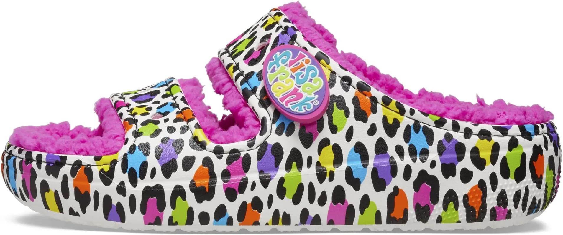 Lisa Frank Cozzzy Sandal Crocs Flat Sandals, White/Multi