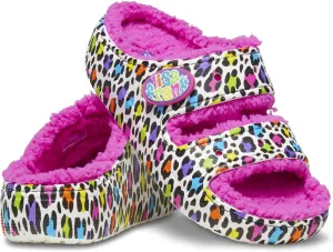 Lisa Frank Cozzzy Sandal Crocs Flat Sandals, White/Multi