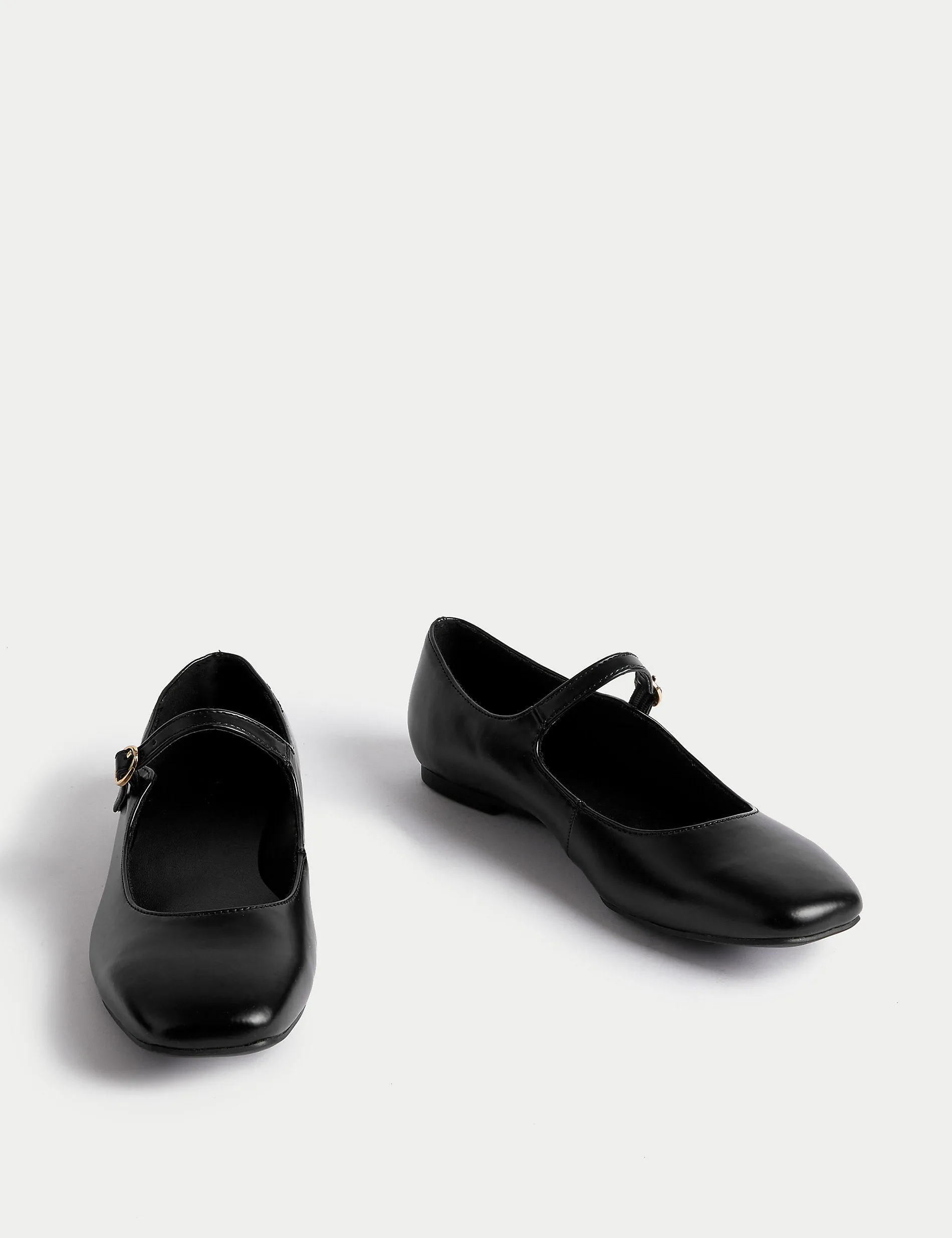 Marks & Spencer Buckle Flat Toe Ballet Shoes, Black