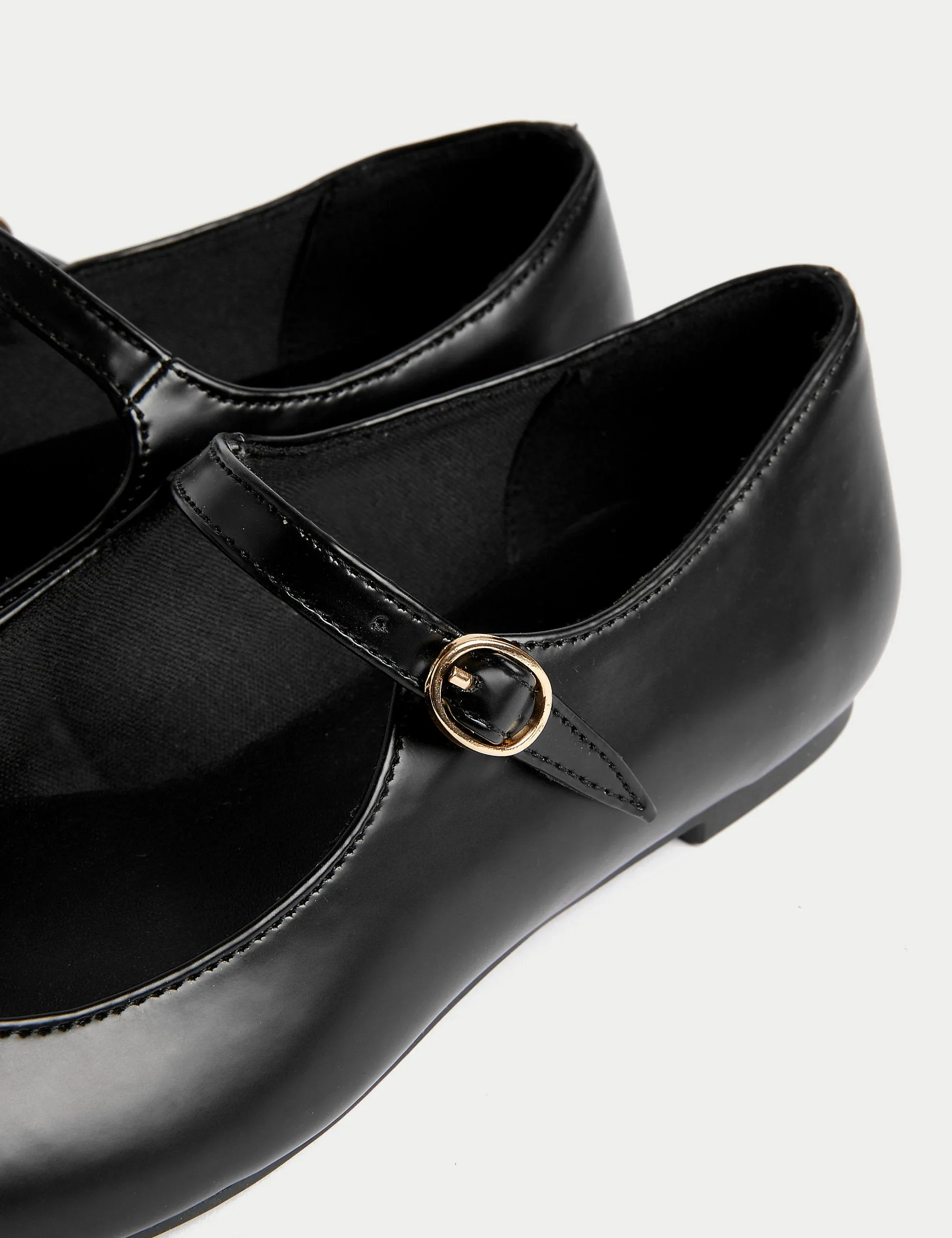 Marks & Spencer Buckle Flat Toe Ballet Shoes, Black