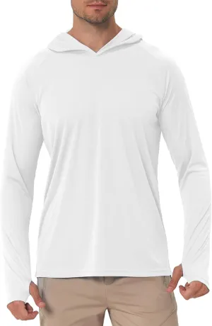 Men's Sun Protection Hoodie Rash Guard Shirts Long Sleeve UPF 50  Swim Fishing Shirt with Hood Lightweight UV SPF