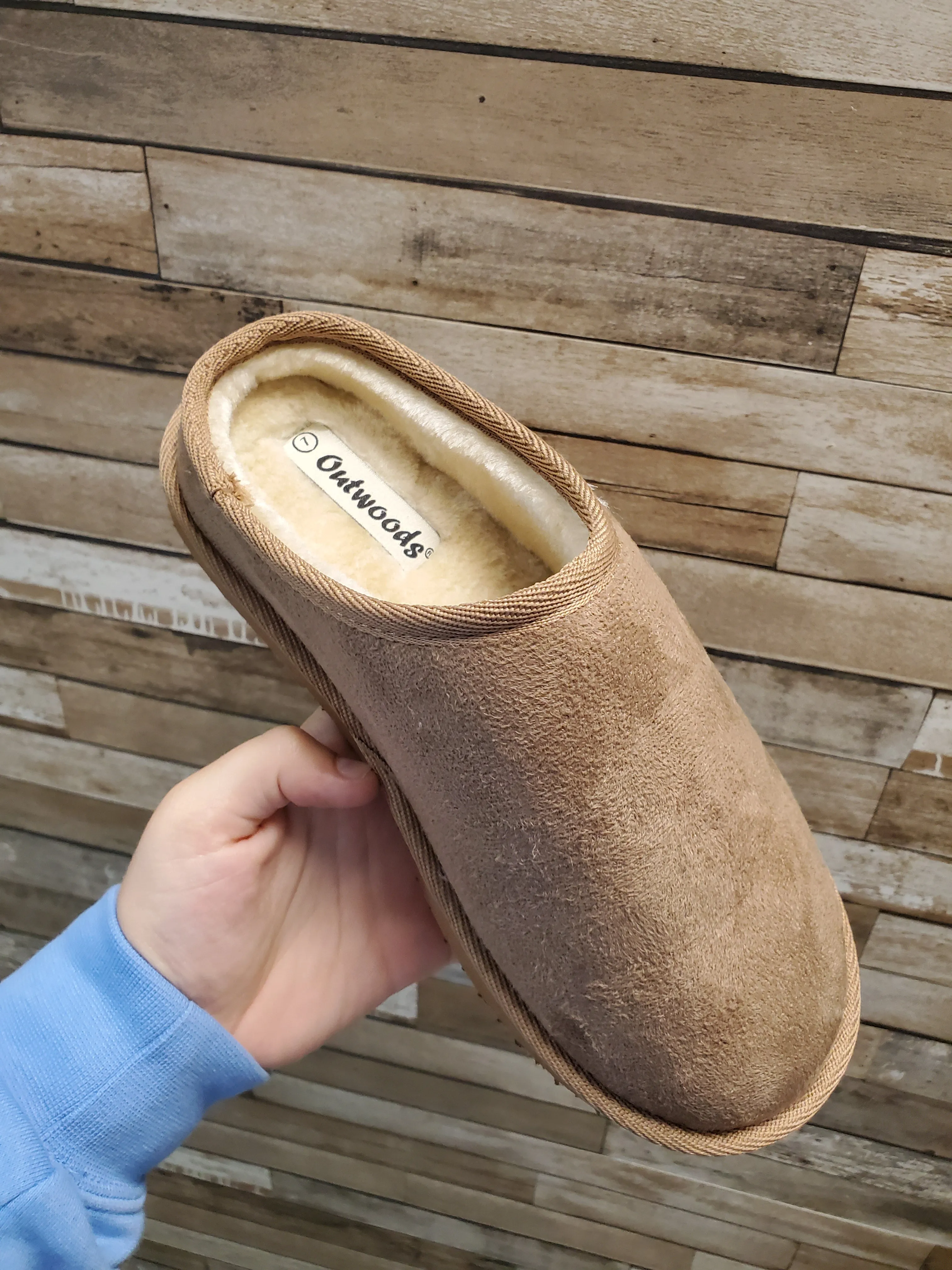 Outwoods Taupe Gallery Fuzzy Slipper