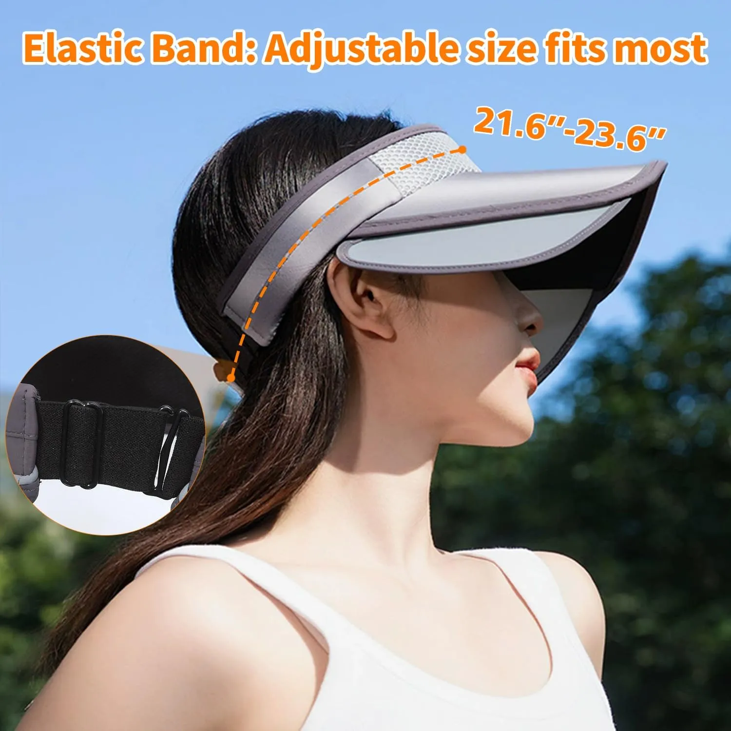 Peicees Sun Visors with Wide Brim for Women Men UPF50  UV Sun Protection Cap for Golf Tennis Beach Running Hiking Sports
