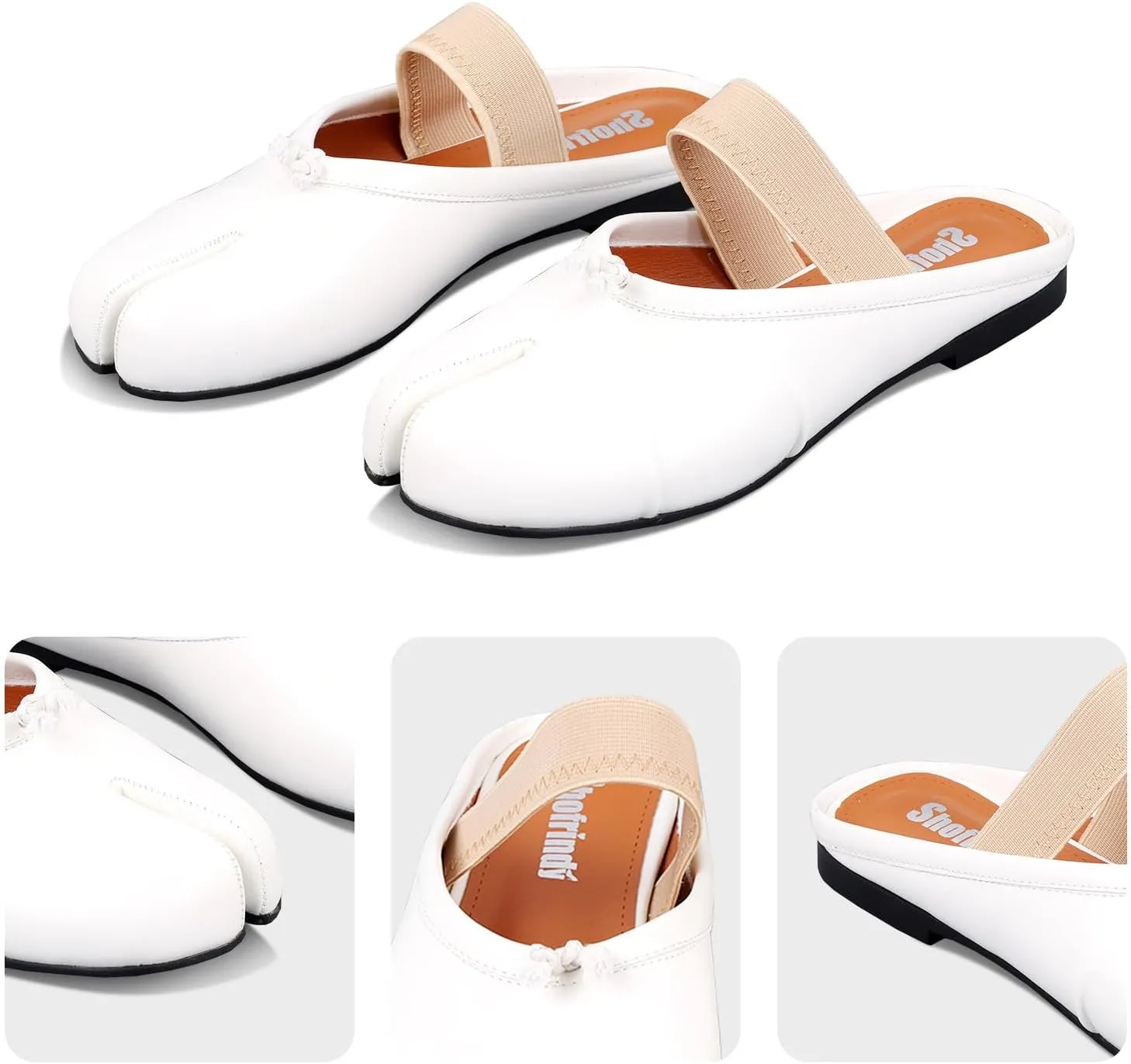Split Toe Tabi Shoes Black Womens Mule Flats Wide Slip on Walking Ballerina Barefoot Slippers Comfortable Slides for Spring Summer Fall