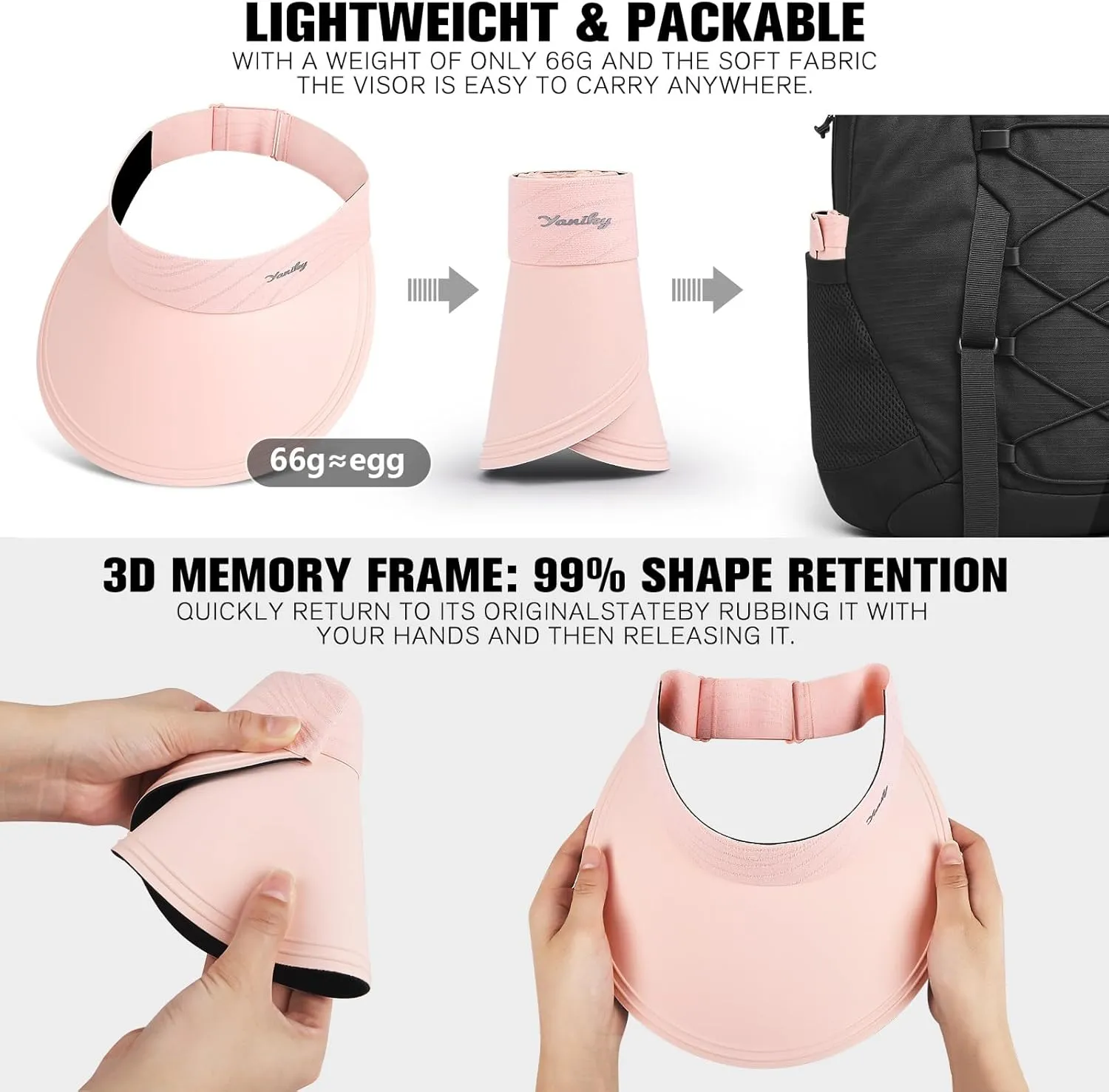 Sun Visor for Women Wide Brim Summer UPF50  UV Protection Seamless Sun Hats Foldable Beach Cap