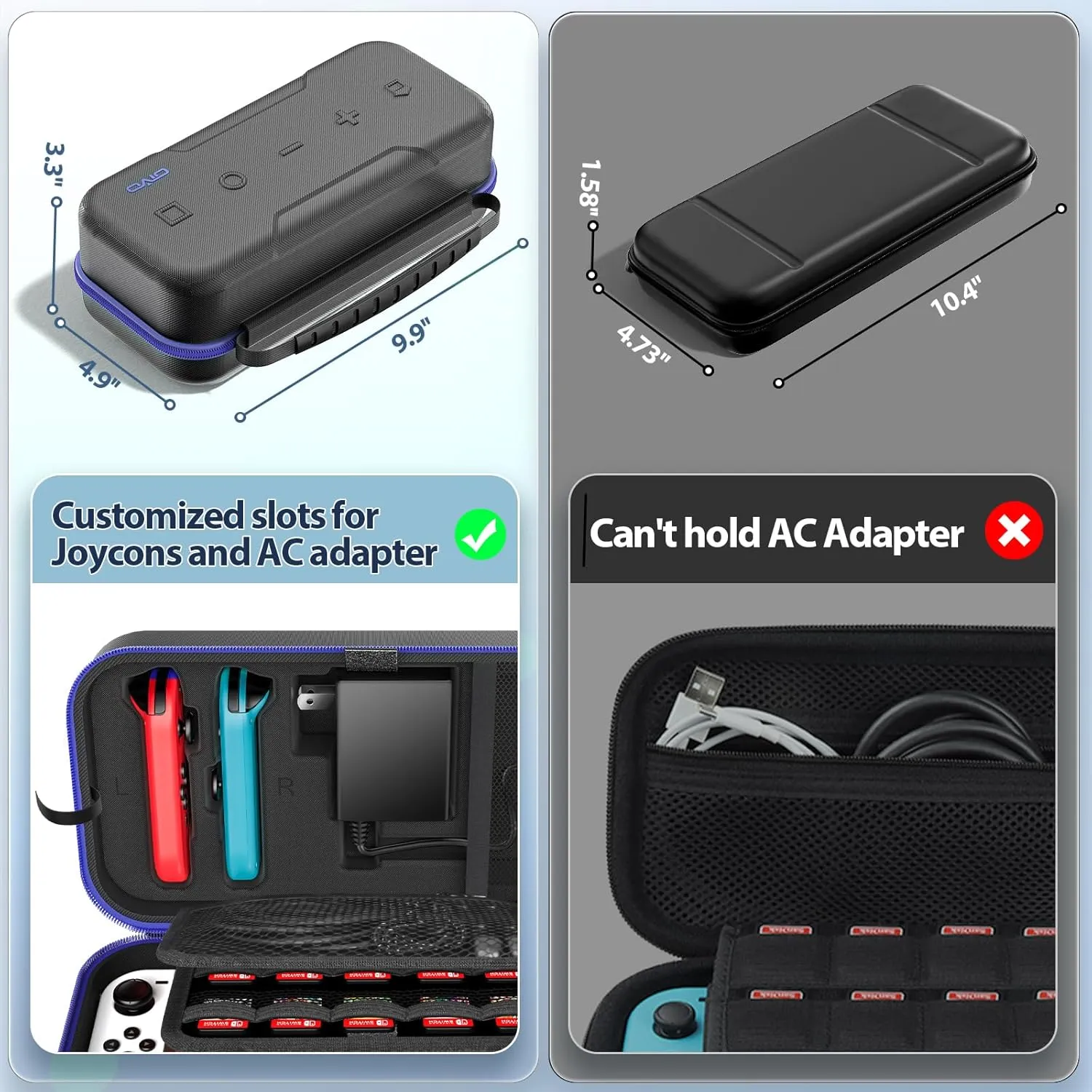 Switch OLED Carrying Case Compatible with Nintendo Switch/OLED Model, Portable Switch Travel Carry Case Fit for Joy-Con and Adapter, Hard Shell Protective Switch Pouch Case with 20 Games, Blue