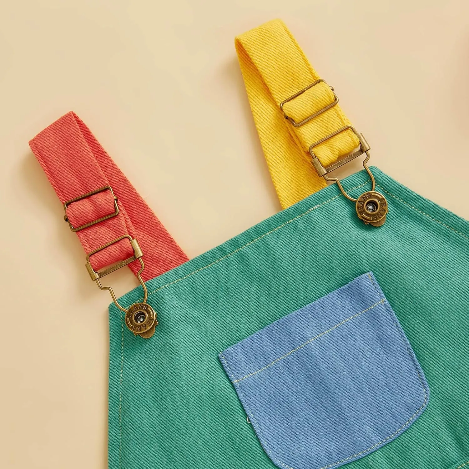 TheFound Toddler Boy Girl Romper Overall Shorts Contrast Color Suspender Romper Adjustble Shoulder Strap Newborn Baby Clothes
